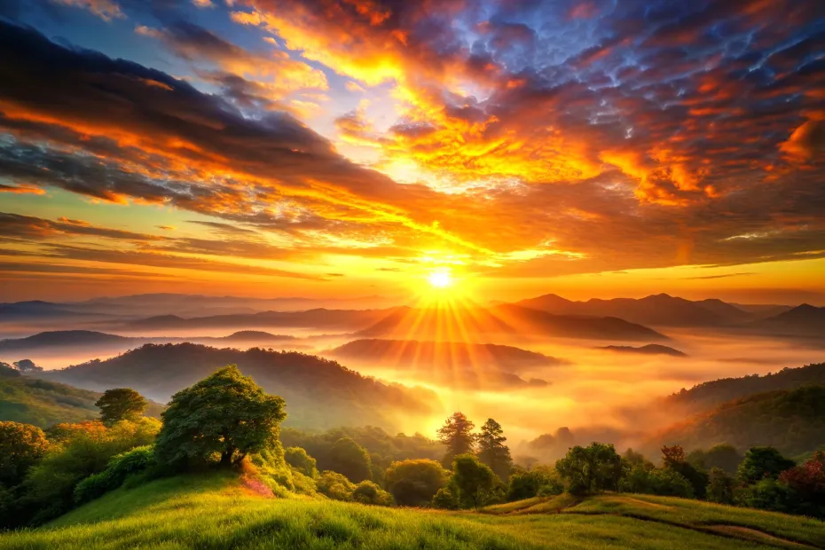 Positive Good Morning Quotes - a beautiful sunrise